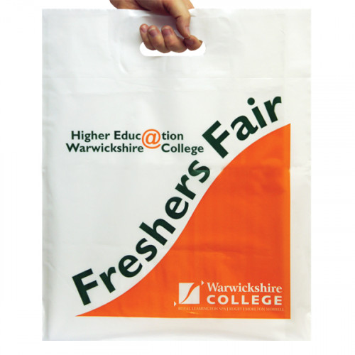 White Printed Carrier Bags from Midpac printed with your own logo to